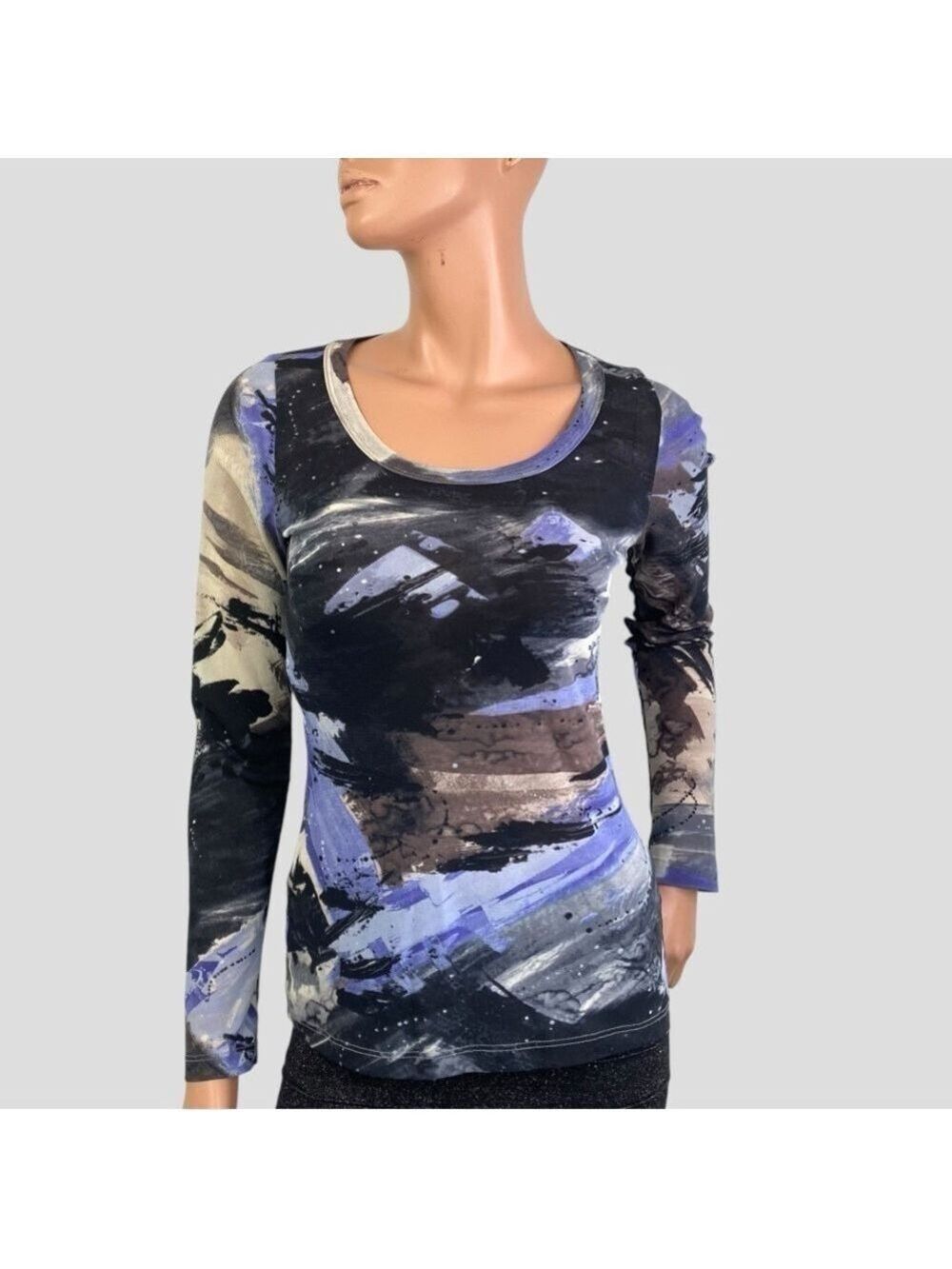 Karen‎ Kane Mesh Top S Abstract Splatter & Brush Stroke Sparkle CyberGoth